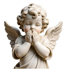 White Angelic Cherub Hands Together on Transparent Background, 3D Realism Graphic for Digital Media