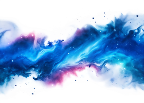 Cosmic cloud nebula with stars isolated on a transparent background