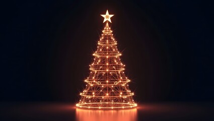 Christmas theme, Modern geometric Christmas tree design with glowing accents.