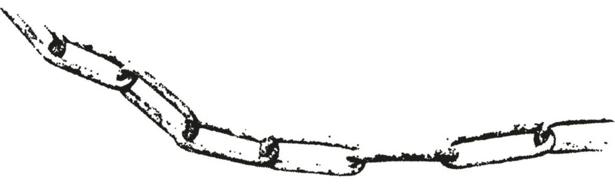 Old chain with retro stipple photocopy texture effect. Grunge black design element for punk, rock, zine and underground style projects. Modern vector illustration isolated on transparent background