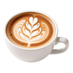 White Latte Art in Cup on Transparent Background, 3D Realism Graphic for Digital Media