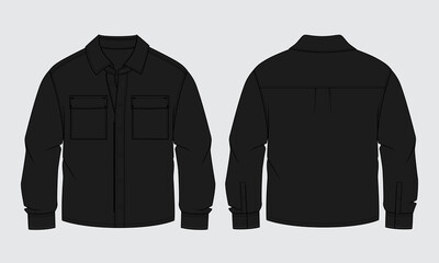 Shirt technical drawing black color  template for baby boys