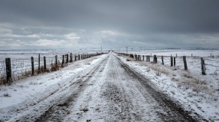 Snowy country road
