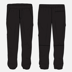 Black Sweatpant Vector Illustration template Front and back