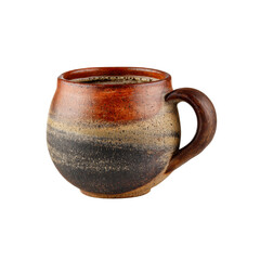 Handcrafted Ceramic Mug with Coffee, Rustic Style, Earthy Tones