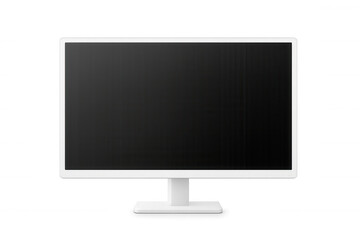 Fototapeta premium Computer monitor displaying blank black screen, white design against transparent backdrop, ready for digital mockup presentation