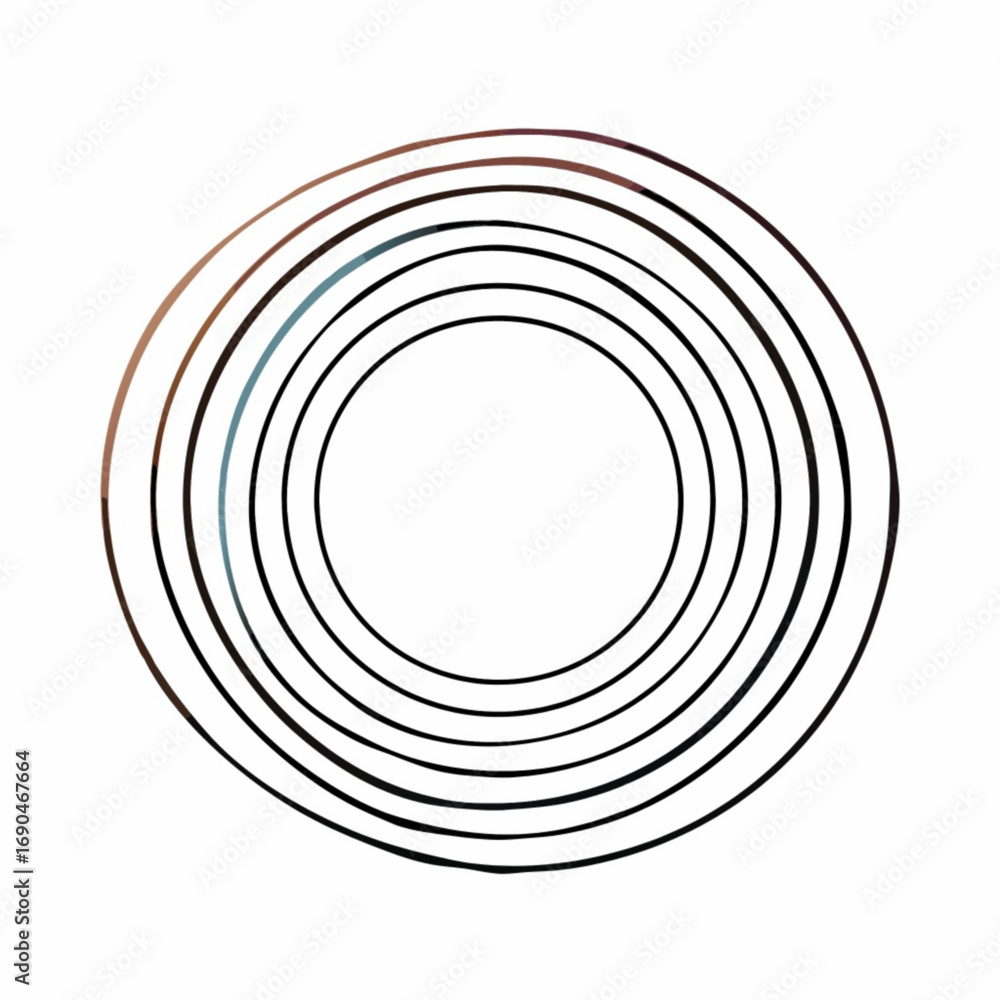 Aufkleber minimilist concentric circles with varying thickness and slight color variation on white background 