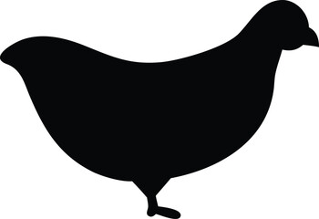 Isolated Chicken Silhouette, Simple Poultry Icon, Farm Animal in Design
