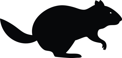 Isolated Silhouette of a Squirrel Leaping on a White Background