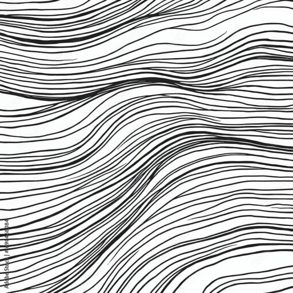 Aufkleber minimilist abstract background with wavy black lines creating a flowing pattern on a white canvas su