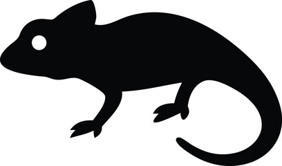 Minimalist Silhouette of a Chameleon Isolated on a White Background