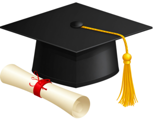 Black graduation hat top view isolated on a white background, a classic symbol of academic success.