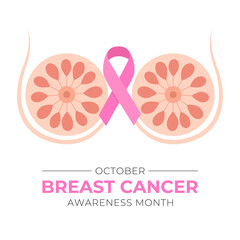 October is breast cancer awareness month with a pink ribbon. 