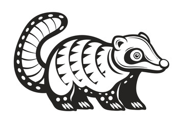 Ringtailed Coati with Distinct Black and White Ornamental Details