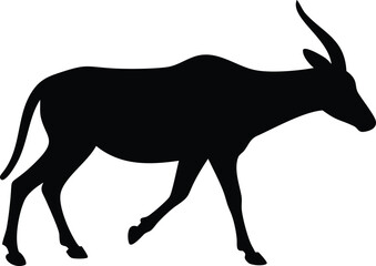 Silhouette of Gazelle Walking Isolated on White Background Simple Design
