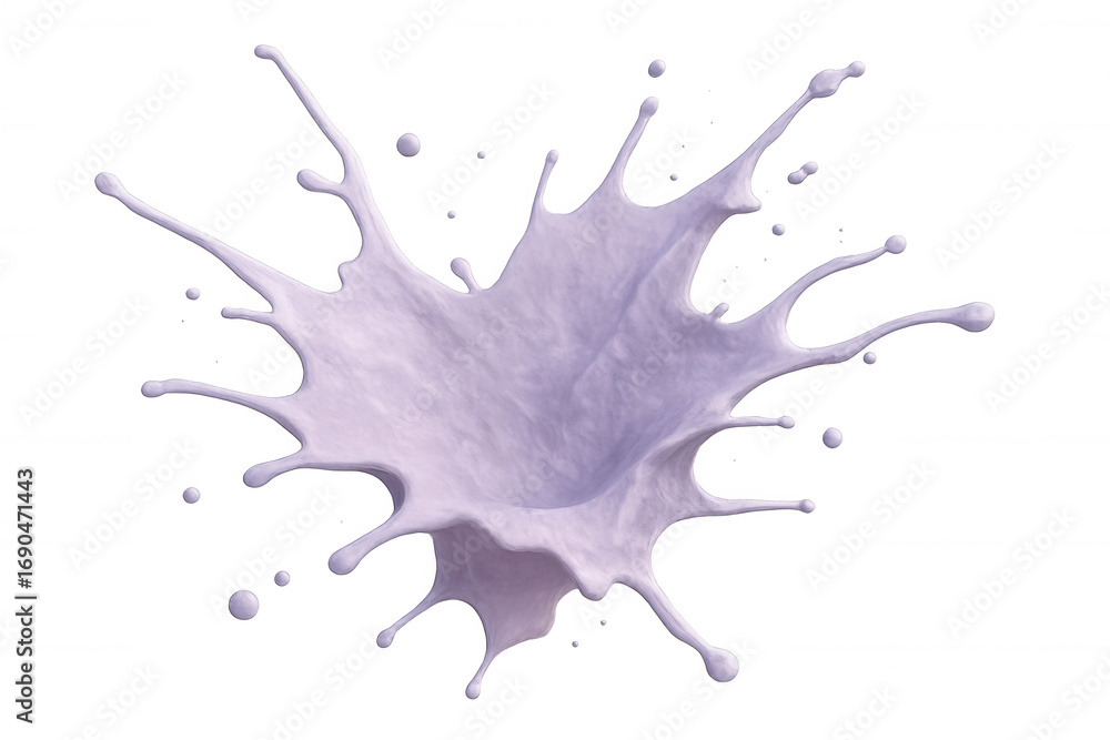 Poster purple liquid splashing and forming a dynamic crown shape, isolated against a transparent background