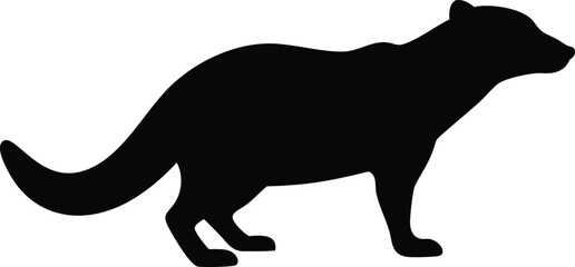 Standing Marten Silhouette on White Background, Animal Icon