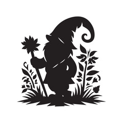 fall gnome vector silhouette clip art logo design illustration