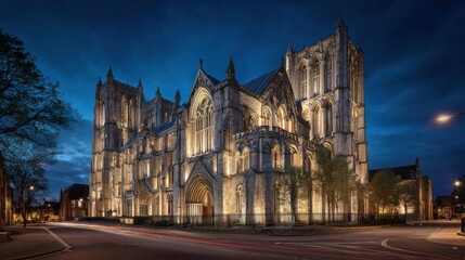 Fototapeta premium Illuminated cathedral at night