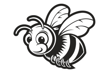 Stylized Bee with Wings on White Background Mascot Design