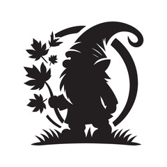 fall gnome vector silhouette clip art logo design illustration