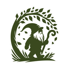fall gnome vector silhouette clip art logo design illustration