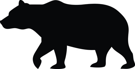 Walking Bear Silhouette on White Background Wildlife