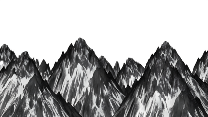 Jagged peaks snow capped isolated on a transparent background