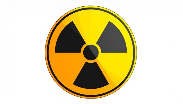 Radiation warning symbol with black trefoil on yellow circle