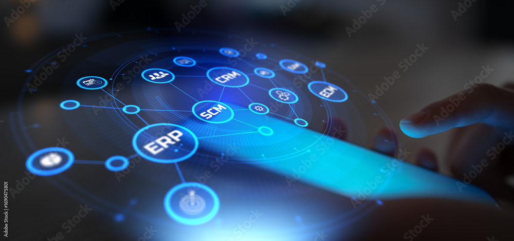 Poster enterprise resource planning and customer relationship management system integration.