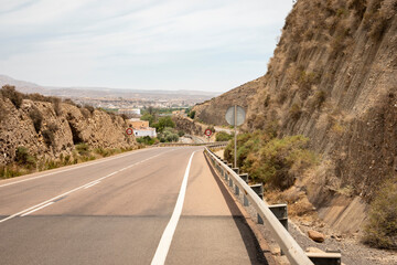 AL-3411 paved road with a view to Gador, Almeria, Andalusia, Spain