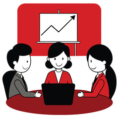 Sales Team Reviewing Data with Growth Chart on Whiteboard