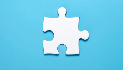 Obraz premium Four white puzzle pieces on blue background