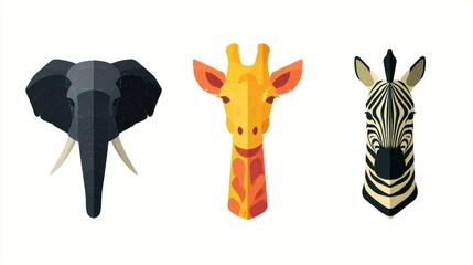African animal heads flat design