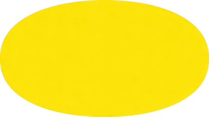 Vibrant Yellow Oval Shape on Transparent Background
