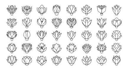 Collection of stylized tiger face silhouettes in a grid pattern © arif