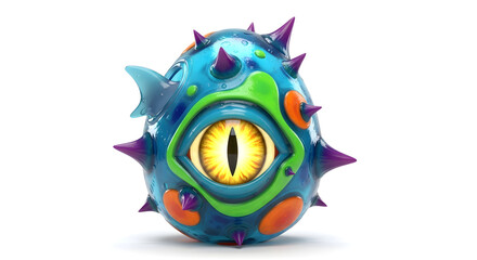 Abstract vibrant alien egg with glowing neon details against a clean isolated white background for creative designs