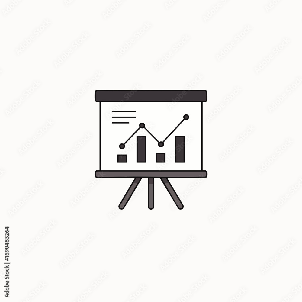 Poster this minimalist flat design icon depicts a professional presentation board displaying a dynamic stat