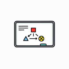 A colorful, minimalist diagram on a whiteboard illustrates a clear process or strategic plan, perfect for educational or business presentations.