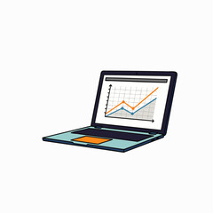 A modern laptop computer showcases a vibrant line graph on its screen, illustrating dynamic business growth and insightful data analysis.