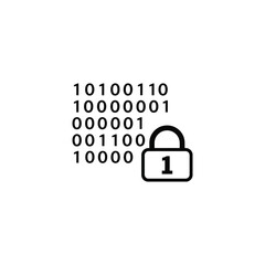 Data security icon with binary code isolated on white background concept of information protection and privacy