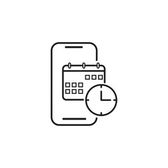 Illustration of a smartphone with calendar and clock isolated on white background appointment concept
