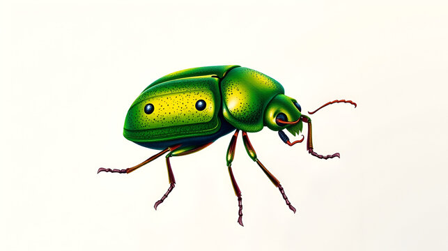 Green June Beetle Illustration Detailed Digital Painting, Isolated on Transparent Background, Insect, Beetle, Entomology