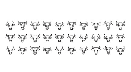 A repeating pattern of stylized bull head silhouettes in black and white