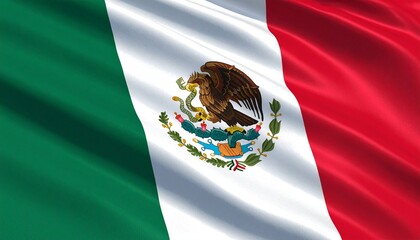 Waving Mexico Flag with National Coat of Arms