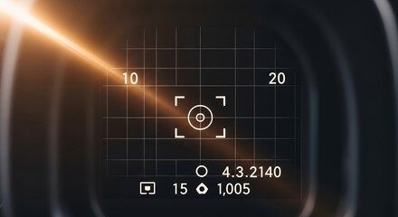 Aircraft Heads-Up Display with Targeting Crosshairs and Data Overlay in Night Sky