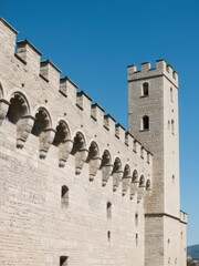 Fototapeta premium Historical castle architecture scenic location photography clear sky angled view cultural heritage