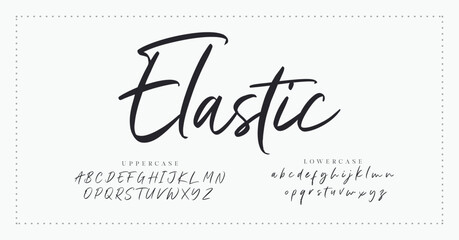 Elastic Signature Elegant Branding Typeface. Handwritten Script Editable Text Effect Template. vector illustration 
