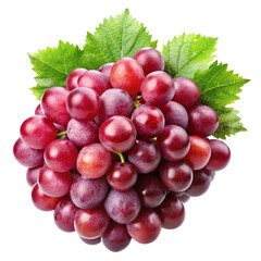Fototapeta premium Vibrant red grape cluster, isolated on transparent background, showcasing juicy