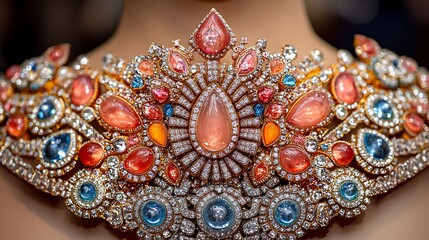 Exquisite Luxury Jewelry Necklace Gemstone with Diamonds, Glamour, Closeup, and Fashion Accessory.